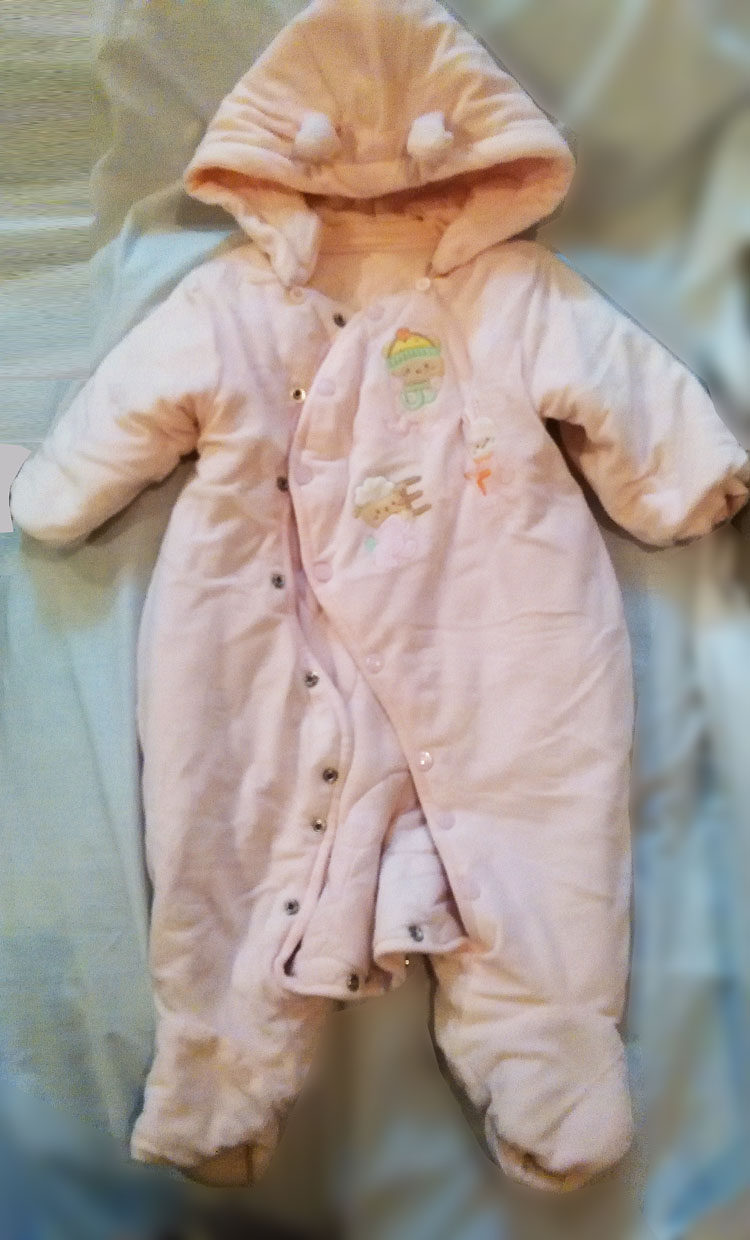 宝宝婴儿春秋冬款连体衣连帽棉服珊瑚绒夹棉衣婴儿童爬服哈衣二手