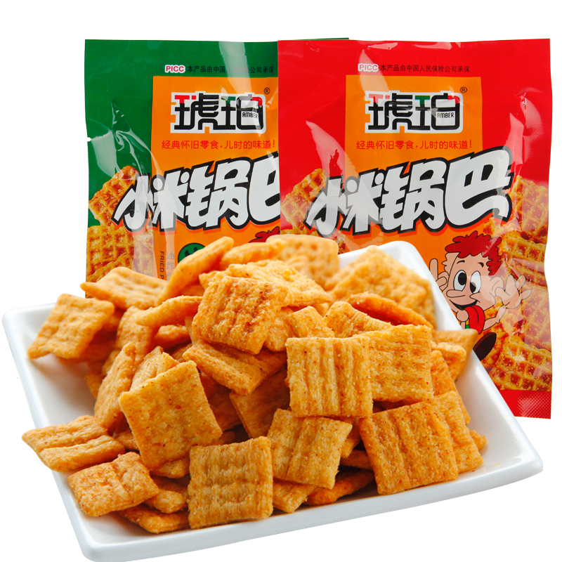 琥珀小米锅巴22g袋装麻辣味8090怀旧零食膨化小吃休闲食品