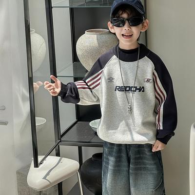 BAKUXIA男童美式卫衣秋冬加绒韩