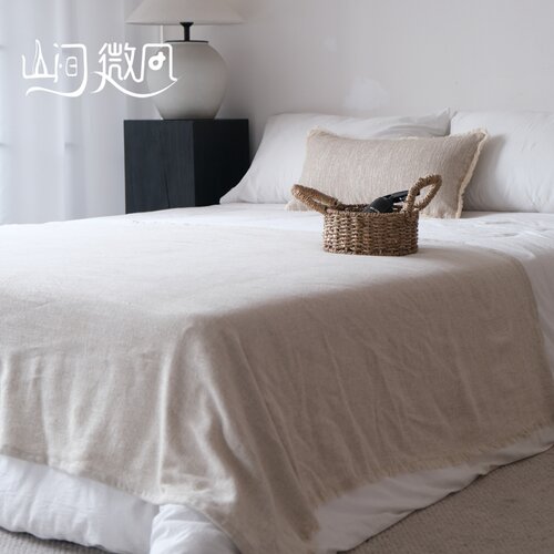 亚麻盖毯侘寂风高级感沙发毯休闲毯子床尾毯床尾巾民宿酒店床搭巾