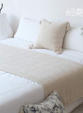 床尾毯床尾巾沙发搭毯针织床搭巾盖毯民宿酒店客栈ins风毯子米色