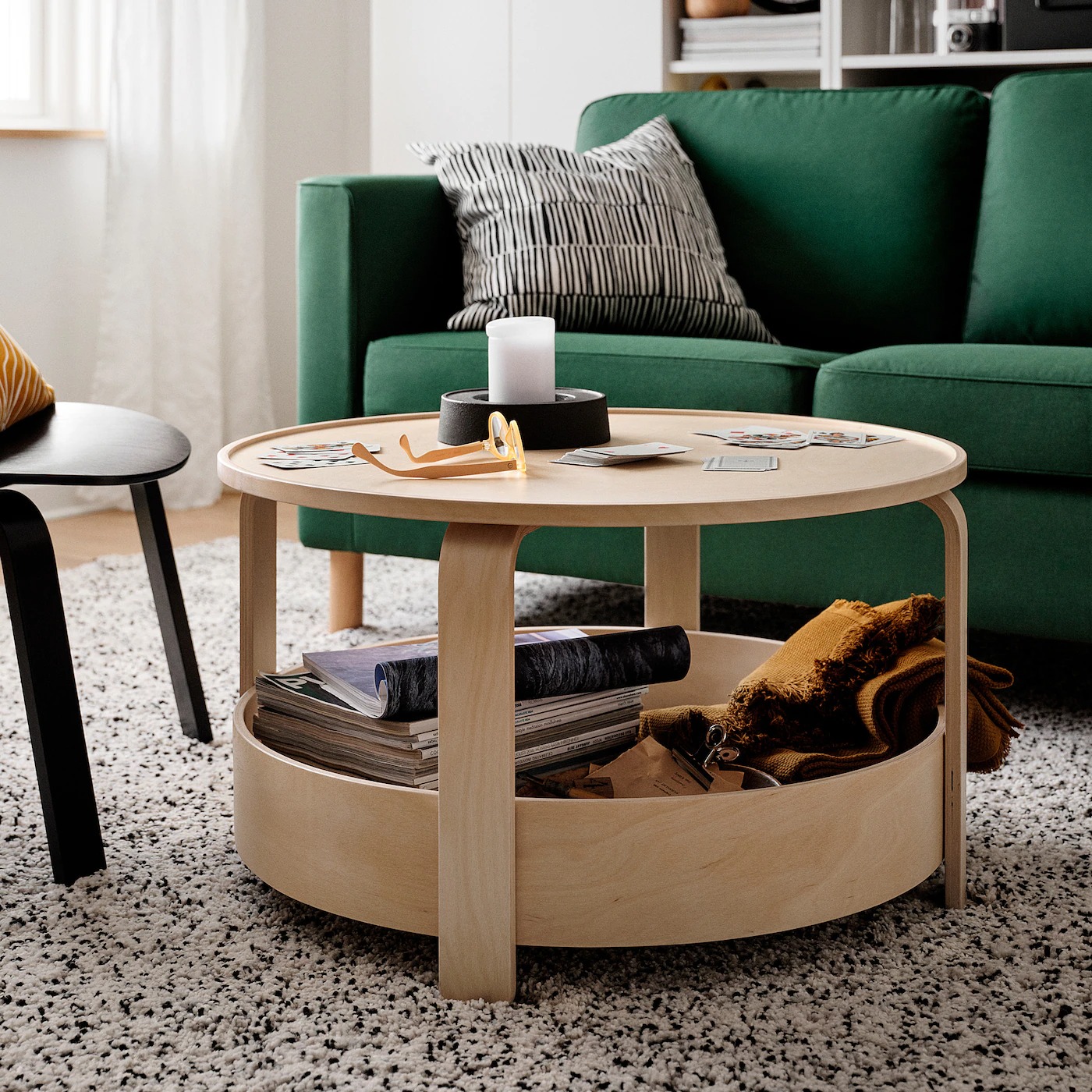 宜家IKEA伯格比茶几小圆桌边几沙发北欧现代角几圆形带储物