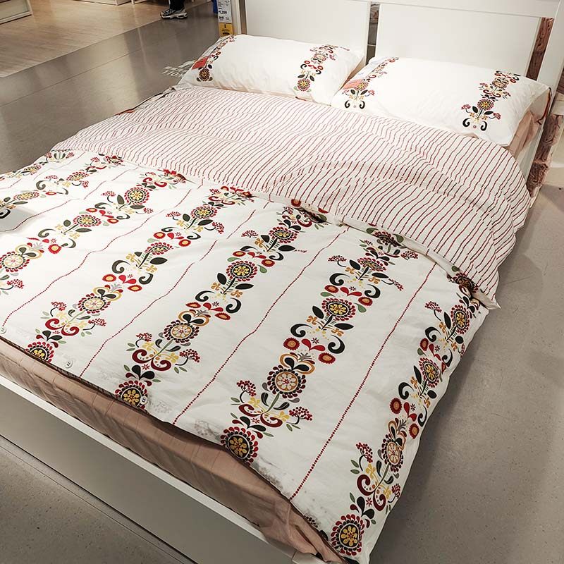 网红阿库拉被套和枕套纯棉精梳棉植物花卉被单北欧学生宿舍宜家