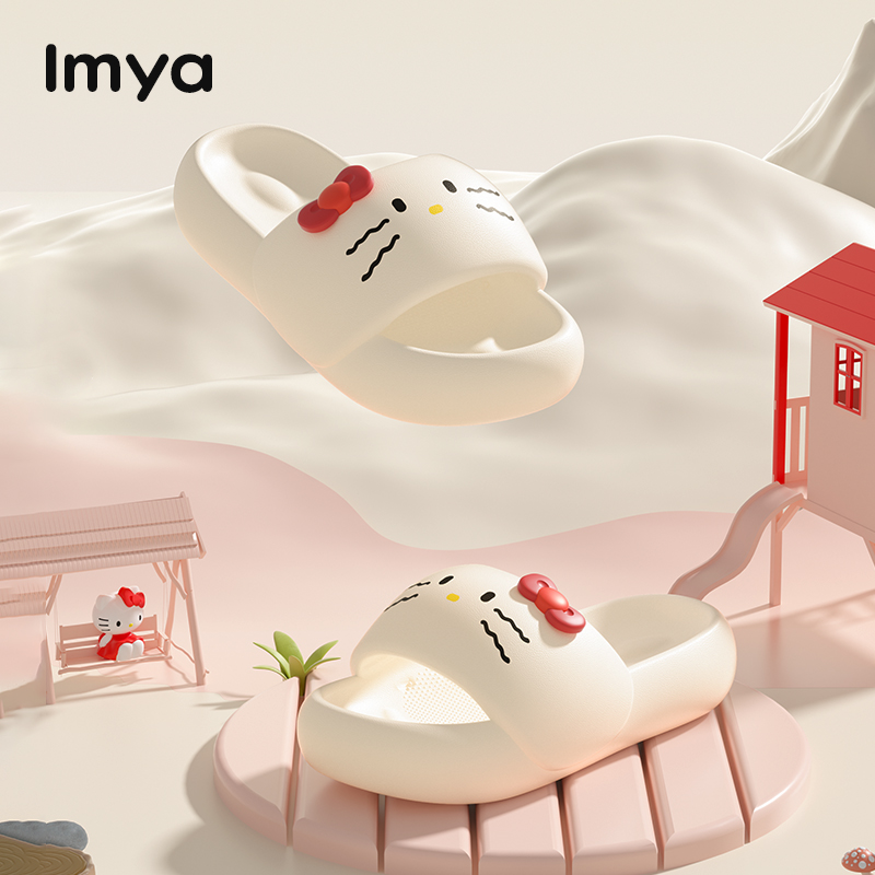 可爱凯蒂猫hellokitty正版凉拖鞋女夏季新款外穿厚底一字面包拖潮