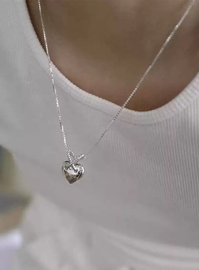 韩国小众品牌mtc同款交叉爱心项链博主极简冷淡风心形锁骨链颈链