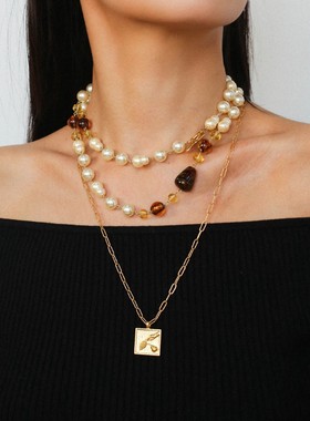 拜占庭风格珍珠毛衣链女轻奢个性优雅潮流时尚葫芦珍珠经典项链