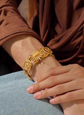 新款小众设计编绳旭日手镯手工