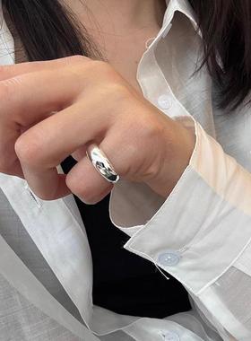 小众设计感光面重工实心通体ins胖墩墩极简背简约冷淡风开口戒指