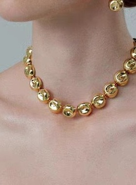 欧美气质凹陷半球项链极简风锁骨链小众设计轻奢感手链女