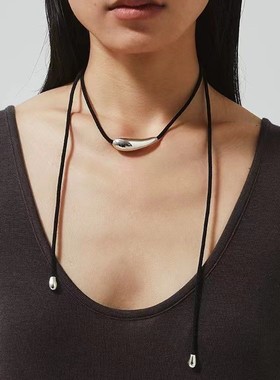 925纯银蜡绳豌豆项链女韩国ins时尚简约气质冷淡风黑绳锁骨链0645