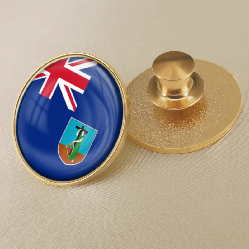 圆形蒙特塞拉特国旗徽章定制世界各国旗帜胸章襟章水晶滴胶胸针