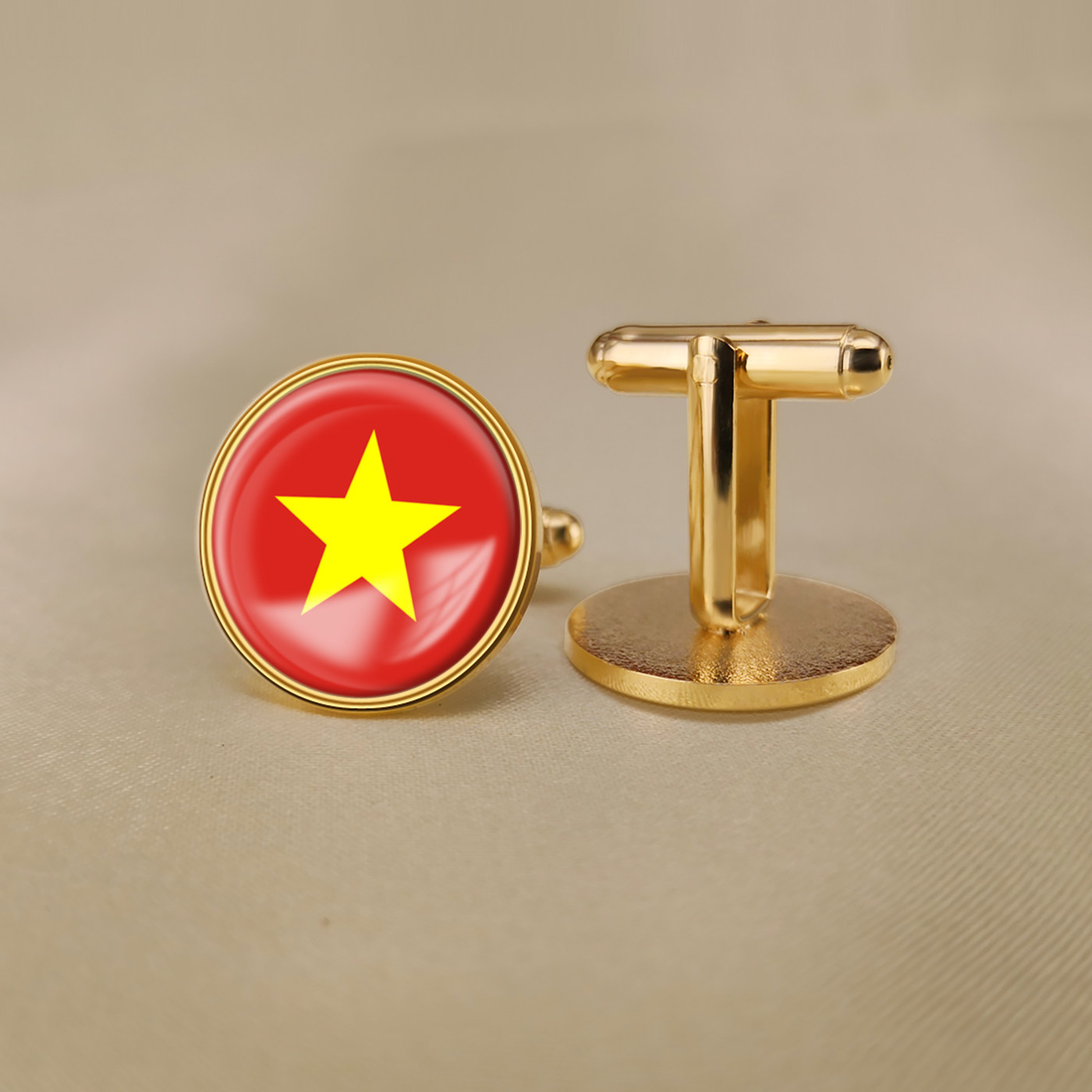 越南国旗水晶滴胶袖扣世界各国旗帜商务袖扣精美配饰