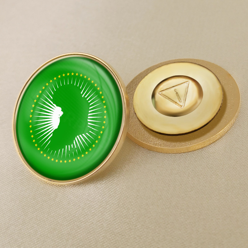 圆形非洲联盟旗帜徽章定制世界各国国旗胸章襟章水晶滴胶胸针