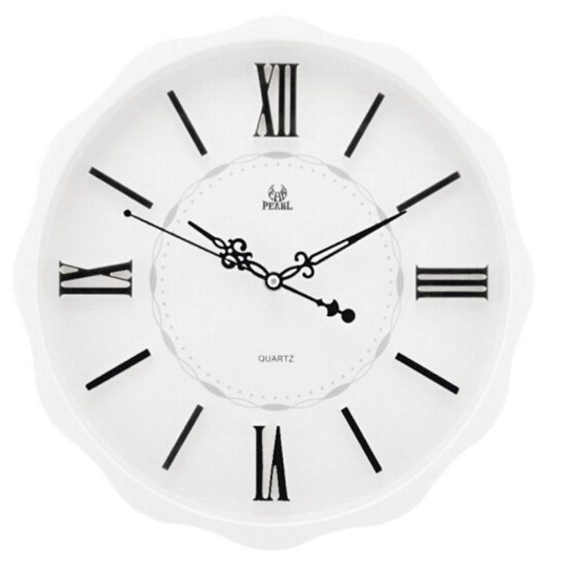 明珠星 pearl 3d立体罗马数字静音扫描石英造型挂钟pw259白色