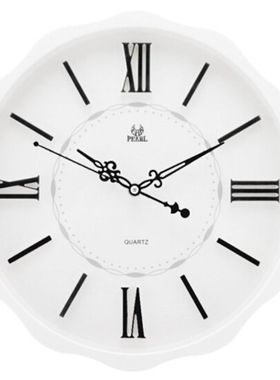 明珠星 PEARL 3D立体罗马数字静音扫描石英造型挂钟PW259白色