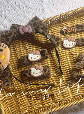 涩谷风豹纹kt发夹蝴蝶结发夹豹纹kt发夹豹纹kt发夹