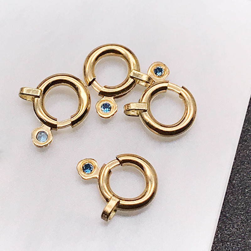 新品日式18K金弹簧扣宝石扣珍珠项链绑绳结尾扣K18字印闭口手链扣