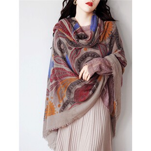 捡漏微瑕199元 微厚洋气复古优雅纯羊毛围巾女秋冬大披肩外搭保暖