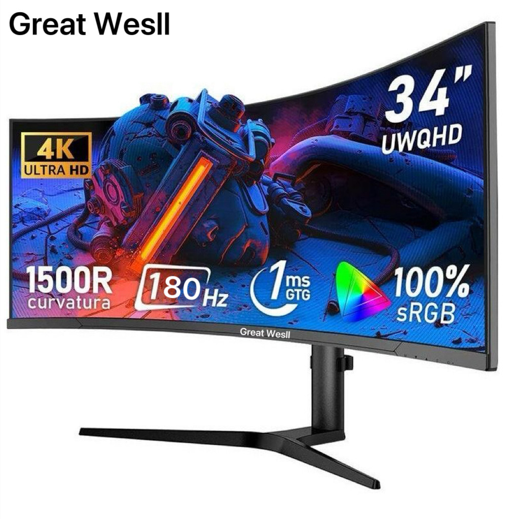 Great Wesll长城商显27 32 34寸显示器2K 4K180Hz护眼电竞带鱼屏