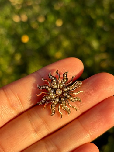 古董14K金米珠吊坠胸针两用款 无标已测 米珠瑕疵 换 特价出