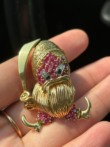 复古别针胸针18 KARAT 黄金  海盗别针胸针