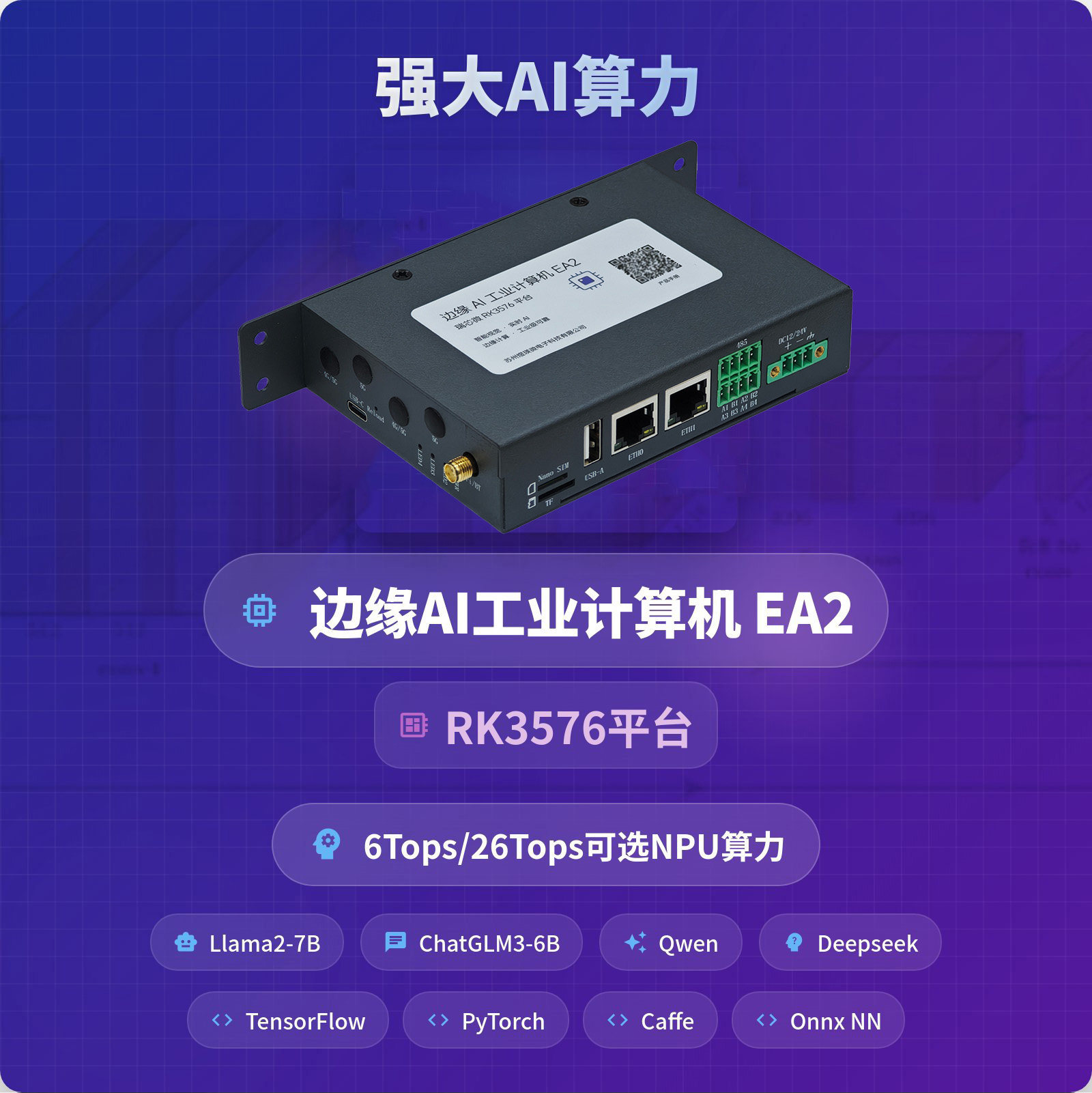 边缘AI工业机6TopsRK3576推理