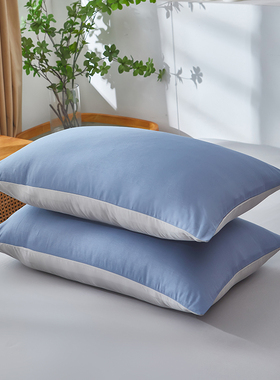 纯棉纯色枕套全棉100棉48x74cm枕袋枕壳一对装不含芯简约学生民宿