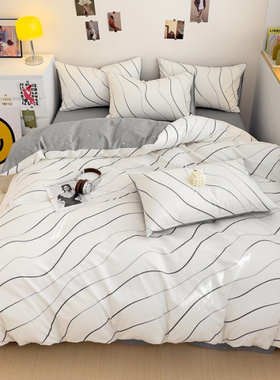 小清新ins风网红全棉四件套小碎花纯棉卡通100棉床笠式学生床宿舍