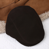 老钱风日韩秋冬季 真皮帽子男女同款 羊皮鸭舌帽百搭休闲贝雷帽画家