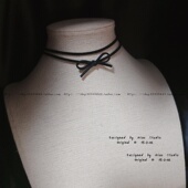 黑色窄麂皮绒choker双层叠戴蝴蝶结甜酷辣妹锁骨链简约颈链项圈