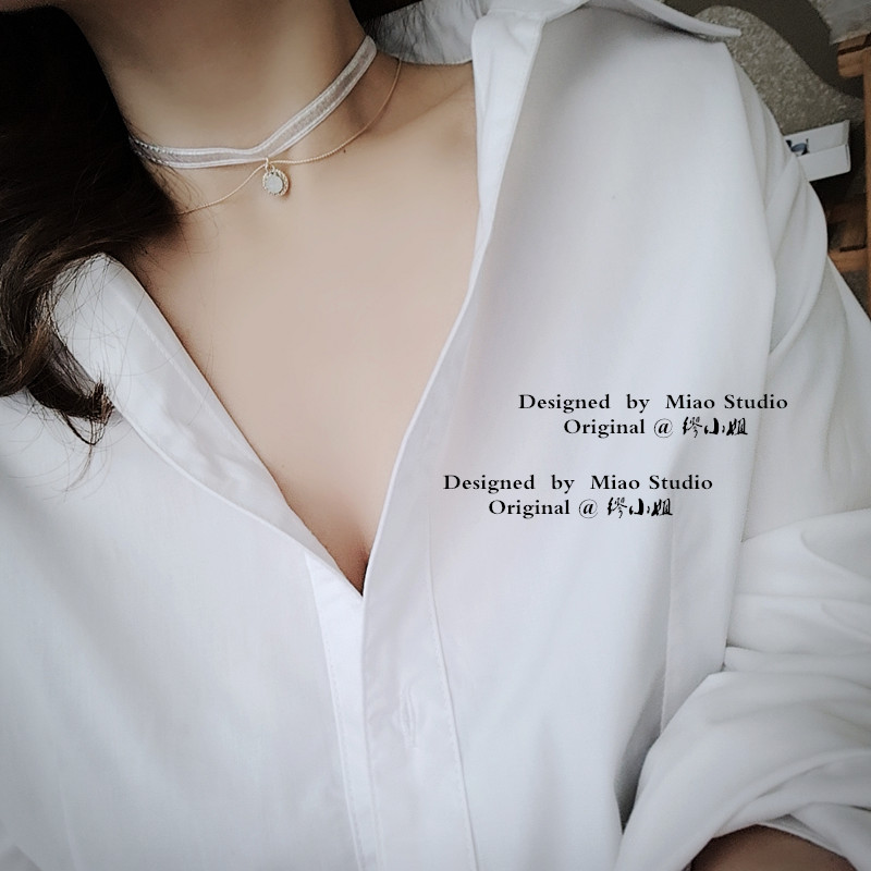 女双层蕾丝锁骨链超仙气质choker