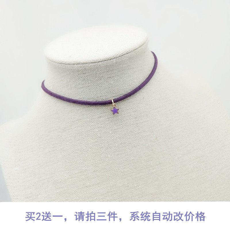 紫色控!原创手作心星气质项链女锁骨链简约颈带颈链带项圈choker