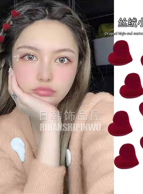 红色小抓夹丝绒过年海边发卡