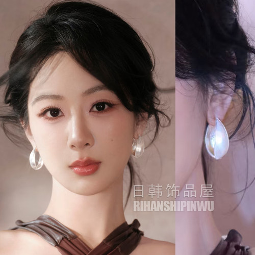 杨紫同款耳环银色2026新款爆款高级感耳饰耳圈女圈圈素圈时尚优雅