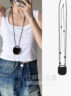 麂皮绒月牙包mini项链装饰品设计感精致吊坠穿搭叠戴百搭链子新款