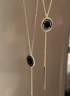 字母黑色项链时装链毛衣链长款