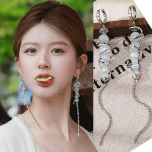 许我耀眼赵露思许妍同款 轻奢 耳环耳饰小众气质高级感耳扣潮长款