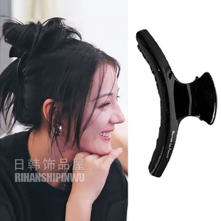 气质百搭 号盘发夹鲨鱼夹潮夏季 迪丽热巴同款 抓夹醋酸黑色发抓大码