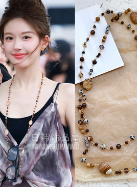 许我耀眼赵露思许妍同款项链颈链串珠天然石度假外出多色民族风潮
