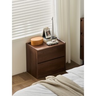 黑胡桃木床头柜家用卧室全实木柜子主卧床边收纳置物柜侧边储物柜