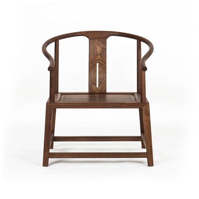 新中式黑胡桃木实木圈椅围椅太师椅简约茶椅禅椅主人椅三件套靠背