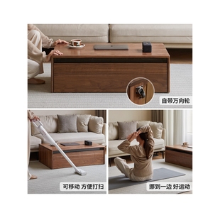 黑胡桃木茶台小户型可移动家用茶桌现代建议实木茶几现代简约客厅