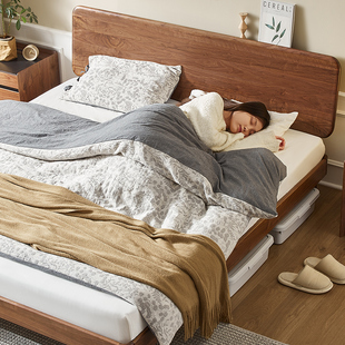 北美黑胡桃木1米8双人床大床全实木婚床现代简约轻奢1.5米实木床
