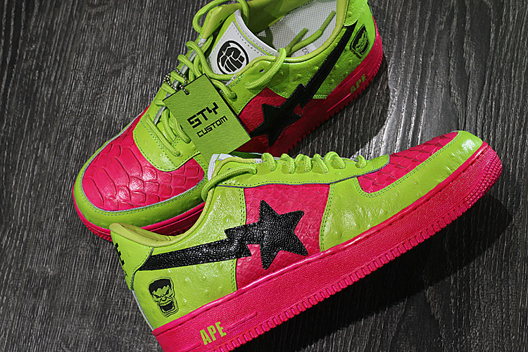 STY custom定制换皮 NIKE air force 1 绿巨人 骚粉撞色 球鞋改制