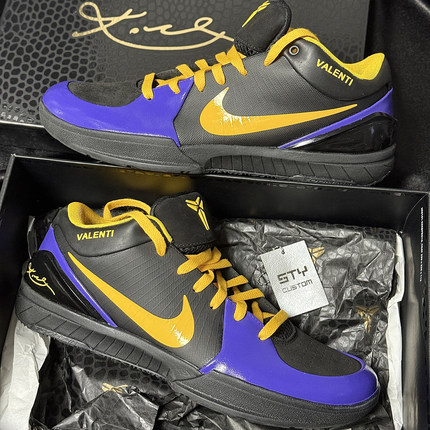 STY定制Nike Kobe 4 ZK4湖人PE黑紫黄耐克科比4代同款实战篮球鞋