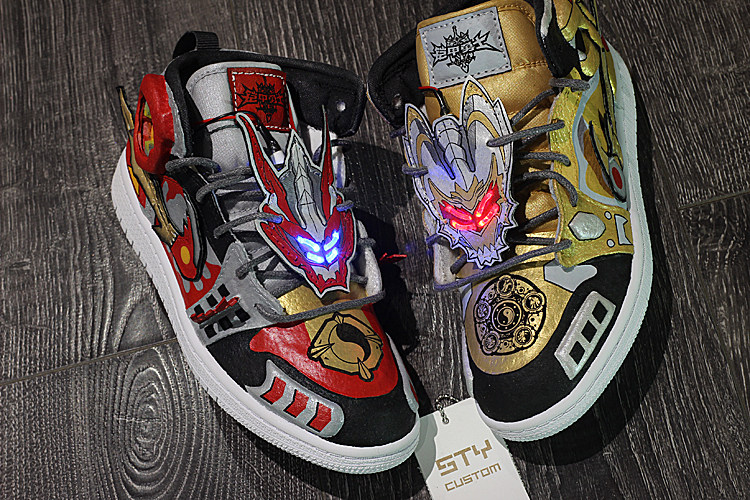 STY定制 Air Jordan 1 Mid AJ1小伦纳德 铠甲勇士 帝皇侠 炎龙侠