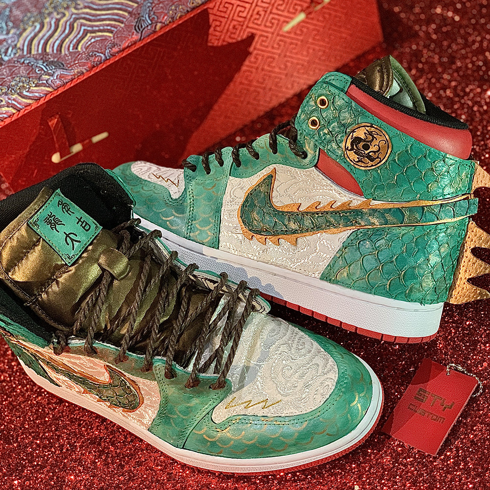 马年限定 STY定制婚鞋Air Jordan 1 AJ1 丝绸有龙则灵 复古篮球鞋,运动鞋new,篮球鞋,淘宝优惠券,粉丝福利购,淘宝优惠卷