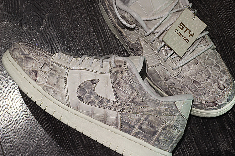 STY定制 nike dunk low 白灰 喜马拉雅鳄鱼纹 耐克低帮板鞋运动鞋