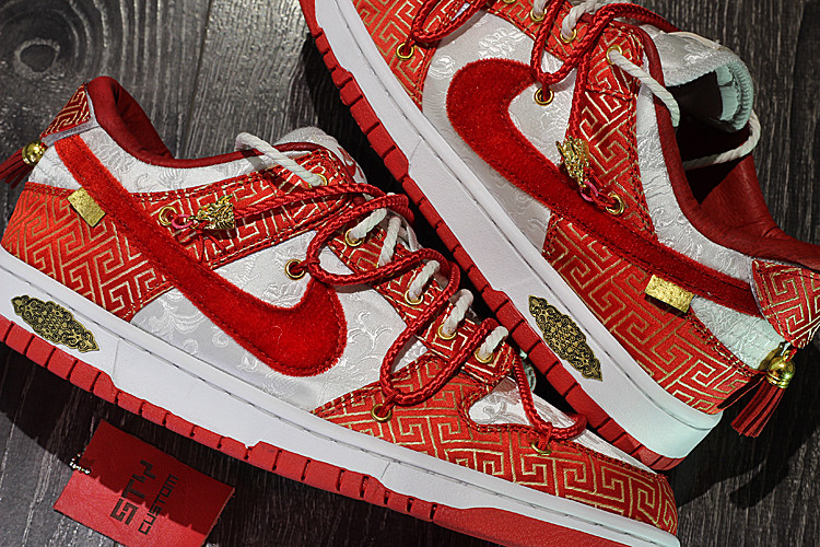 STY定制 NIKE Dunk Low X OW the 50 OW联名板鞋低帮  白红丝绸