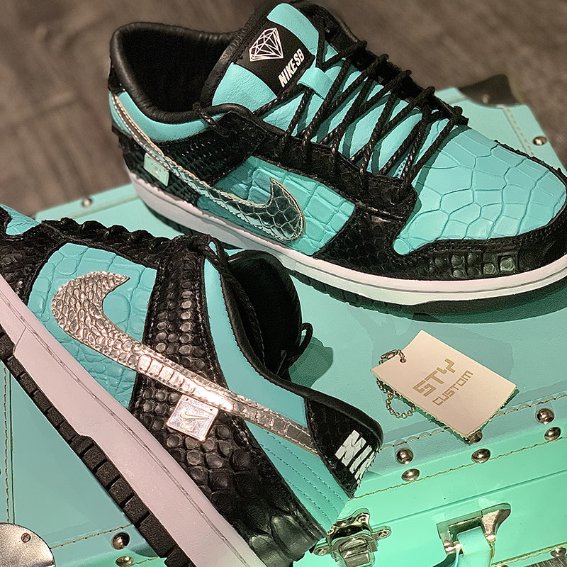 STY定制NIKE dunk SB low diamond小钻石蒂芙尼 蛇纹低帮休闲板鞋